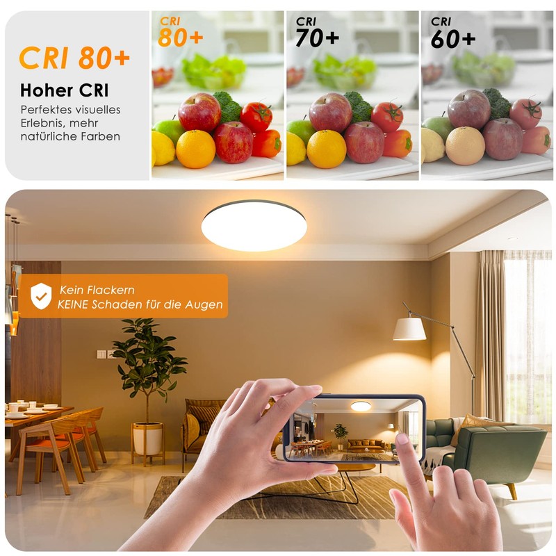 LED Ceiling Light Dimmable with Remote Control 24 W RGB