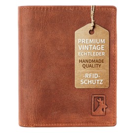 Leather Wallet with RFID Protection, Wallet with Protected Card Slots, Men's Wallet Made of High-Quality Leather, with Coin Compartment and Credit Card Protection, brown, rfid wallet