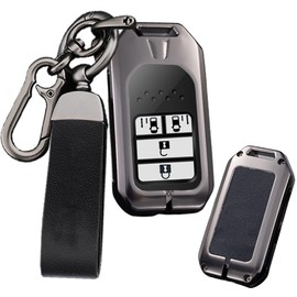 ontto Honda Smart Key Case, Key Cover, Key Holder, Aluminum Alloy + Leather, Suitable for Honda Step Wagon, Accord Fit, Vezel, Odyssey, Scratch-Resistant, Accessory, Present, Hard to Fall Out, Sliding