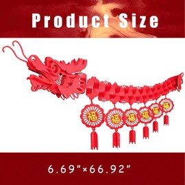 hhdatc 3D Chinese New Year Dragon Decorations Red & Gold Paper Lanterns Dragon Garland Ceiling Hangings for Lunar New Year Spring Festival Lantern Festival Home & Restaurant Party