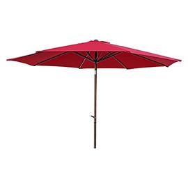 Ruby Red Outdoor Patio Umbrella Size 11.5 Ft, Powder Coated Metal Frame, Uv Protection, Weather-Resistant, Crank Lift & Manual Tilt | All Weather Shade, Octagonal Shape, Durable, Solid Pattern
