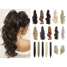 Felendy Ponytail Extension Claw 18" 20" Curly Wavy Straight Clip in Hairpiece One Piece A Jaw Long Pony Tails for Women