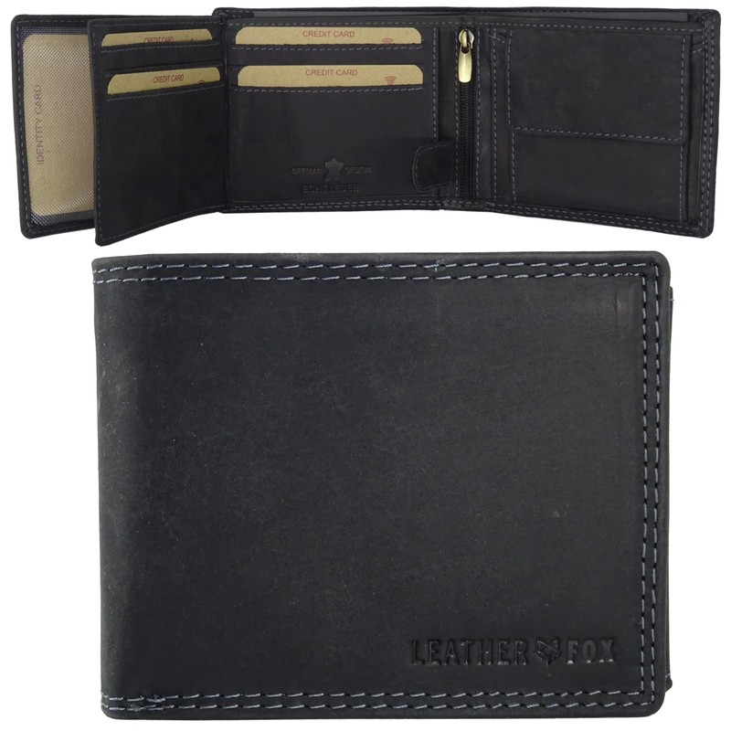 Leather Wallet for Men with RFID Protection with Coin Compartment