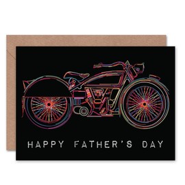 Wee Blue Coo Colourful Illustration Motorcycle Fathers Day Blank Greetings Card