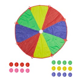 Relaxdays Children's Swing Cloth, Diameter 3.5 m, 20 Balls, 8 Handles, Swing Cloth, Rainbow Cloth Outside, Parachute Game, Colourful