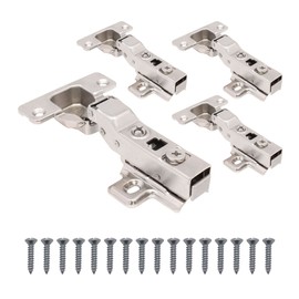 EAI Kitchen Cabinet Hinge | 35mm Clip On Sprung Soft Close Half Overlay 110 Deg | c/w Screw On Plate | Pack of 4