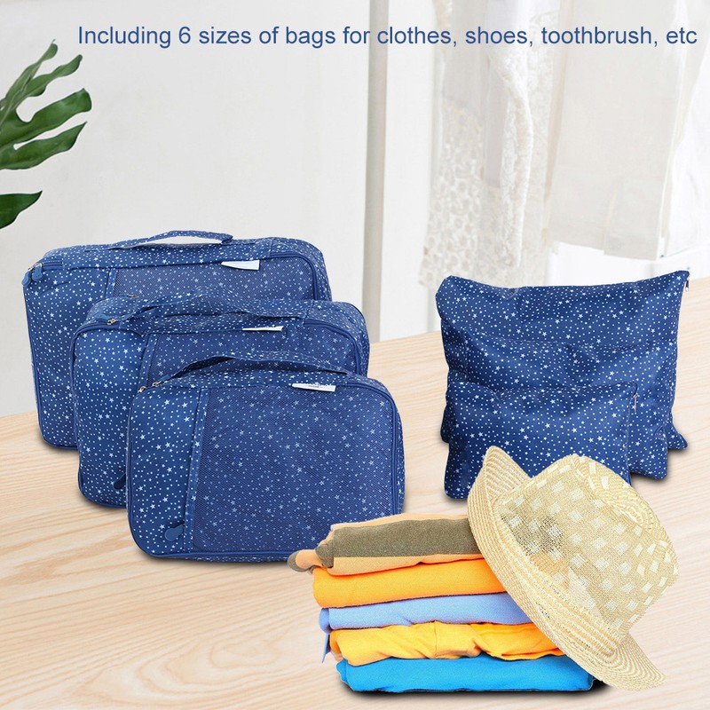 6pcs Waterproof Travel Clothes Storage Bags Luggage Organizer Travel Packing
