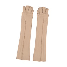 Milageto Long Compression Gloves Cycling Gloves Breathable Anti Slip Fingerless Gloves Gaming Gloves for Work Climbing Piano Playing, Yellow