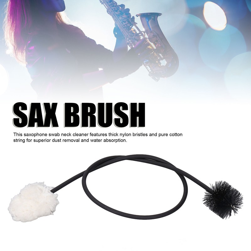 Saxophone Neck Cleaning Brush 50cm Bendable Metal Cotton Thread and