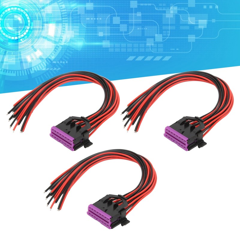 3 Pcs 16 Pin OBD2 Female Connector Cables 30cm J1962