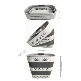 SAMMART 40L (10.5 Gallon) Collapsible Plastic Laundry Basket - Foldable Pop-Up Storage Organizer/Container – Space-Saving Laundry Hamper (2, Grey)