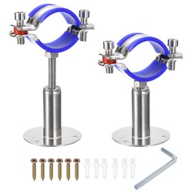 sourcing map 2Pcs Stainless Steel Pipe Supports Wall Mount Ceiling Mount Pipe Bracket Adjustable Clamp Pipe Strap Fit for Dia 45-48mm Pipe Tube