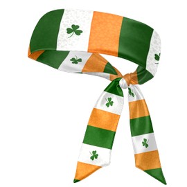 Irish Flag Tie Headbands for Men Women, Moisture Wicking Sweatband Breathable Sports Headwrap, Non-Slip Stretchy Adjustable Fitness Hair Band for Running Basketball Yoga Football Cycling