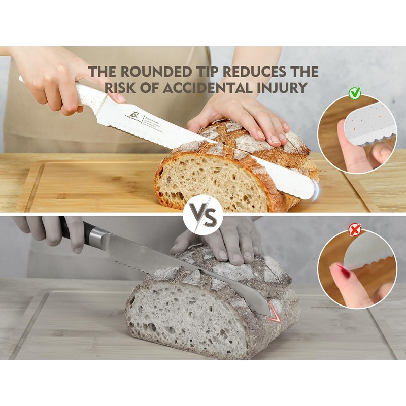 CoquusAid Resharpenable Bread Knife for Homemade Bread, 11.6-Inch Multifunction Serrated