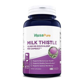 Nusa Pure Milk Thistle Extract Vegetable Capsules 200 Tablets (6-Month/20-Day Supply) NON-GMO Milk Thistle / 누사퓨어 밀크씨슬 추출물 식물성캡슐 200정(6개월 20일분) NON-GMO 밀크시스