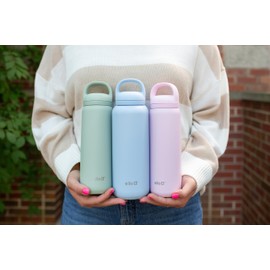 Ello Cooper 40oz Stainless Steel Water Bottle with 2 Lids Chug and Straw | Leak Proof | Double Walled and Vacuum Insulated | Built in Carry Loop | Dishwasher Safe | Cashmere Pink