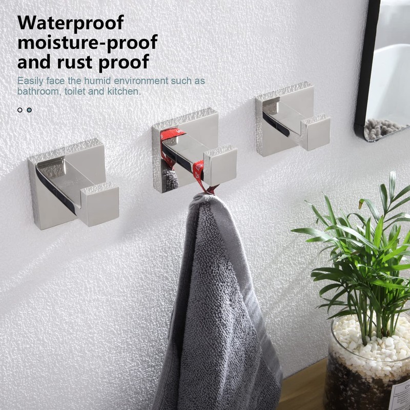 KOKOSIRI Bathoom Towel Hook Wall Mount Square Bath Robe Hook