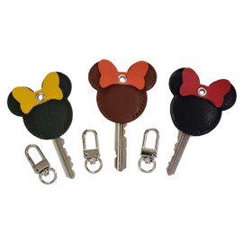 Angel House Women's Key Cover, Leather, Genuine Leather, Key Case, Key Cap, Security Leather, Key Cover, Hidden Number and Number, Ribbon Pattern, Set of 3, D, Set of 3