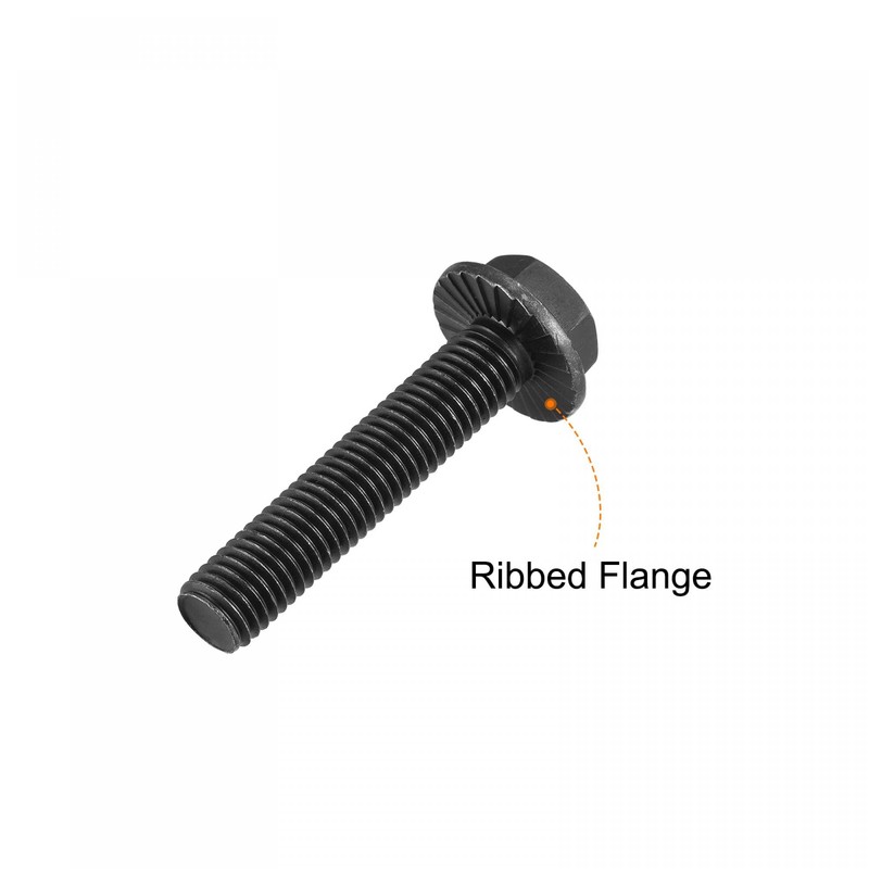 sourcing map M12x60mm Hex Serrated Flange Bolts 10.9 Grade Carbon