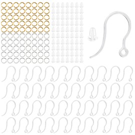 50Pcs Clear Plastic Earring Hooks - Non-Allergenic Plastic Earrings, Plastic Earrings for Sensitive Ears, Earrings Components with Earring Hooks for Jewelry Making