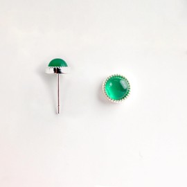 Elegant Green Agate Earrings Round Design 14K Gold Plated 925 Silver Pins Ideal for 18-25 Year Old Women Perfect for Prom Party Birthday Gift Box, Copper alloy, K gold plating Green Agate, Pearl