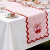 Breling Pink Bow Cherry Table Runner 70 Inches Coquette Scalloped