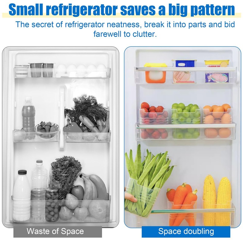 Cisolen 6 PCS Refrigerator Door Organizer Box, Clear Refrigerator Organizer