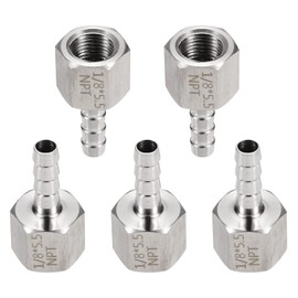 sourcing map 5pcs Stainless Steel Barbed Fitting 1/8" NPT Female to 3/16" Hose ID for Home Brew Pipe Fitting Direct Thread Connector Durable Construction