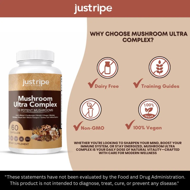 Just Ripe Nutrition Complejo Ultra De Hongos 60 Cápsulas