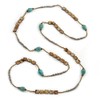 Avalaya Turquoise Stone Shell Nugget/Glass Bead Long Necklace/ 130cm L