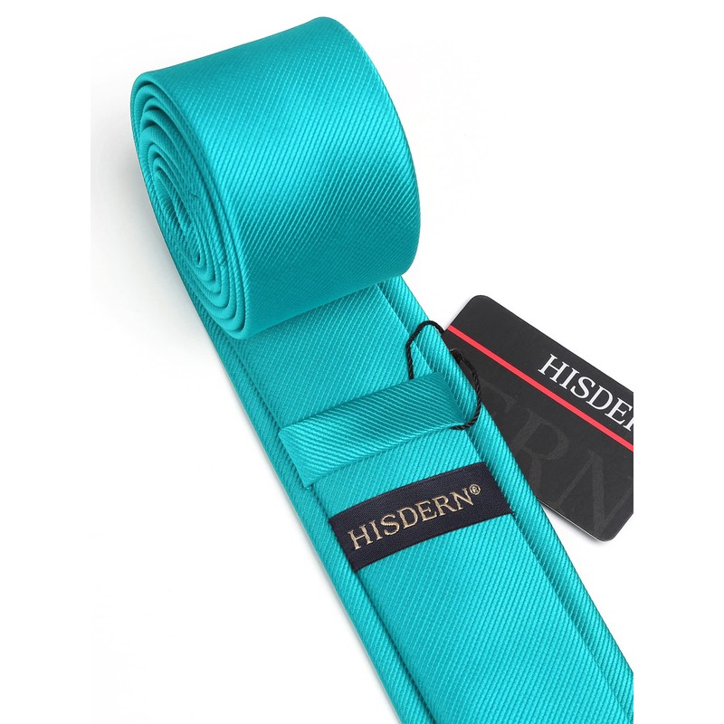 HISDERN Men's Tie Slim Plain Silk Ties for Men Classic