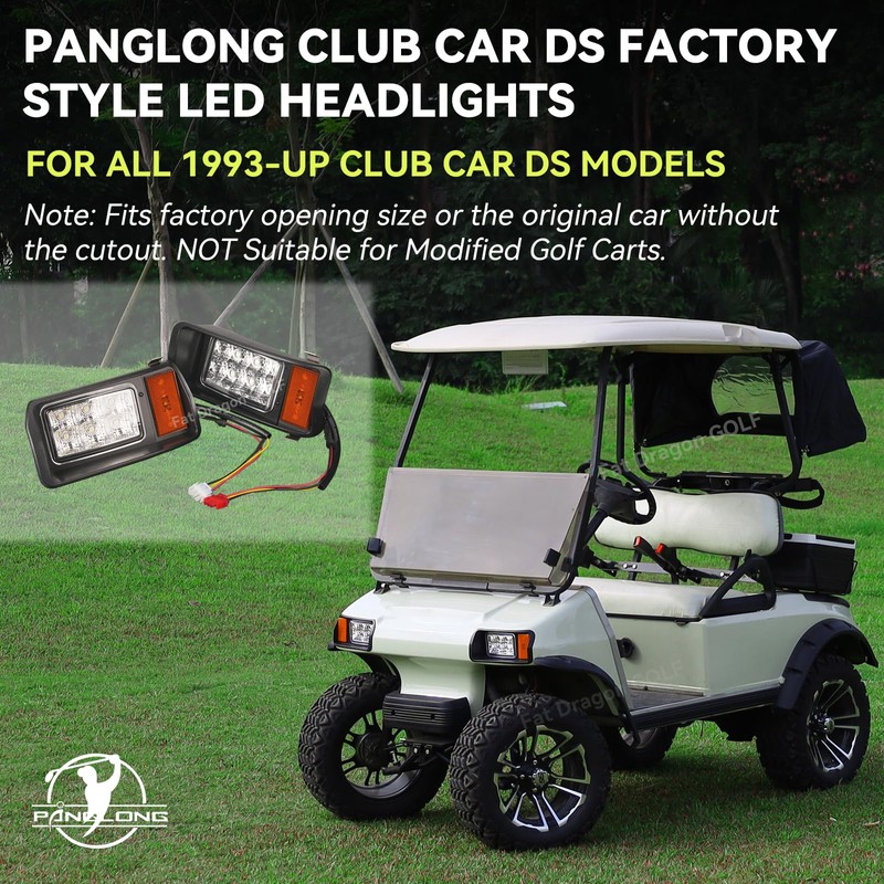 Panglong Club Car DS LED Headlight Kit with Adapter Wire,