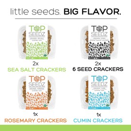 Top Seedz Certified Organic Gluten Free Savory Sensation Seed Crackers | 6-Pack | 5 Ounces | Healthy Vegan Crackers with Plant Based Protein | Made of Sunflower, Flax, Sesame and Pumpkin Seed