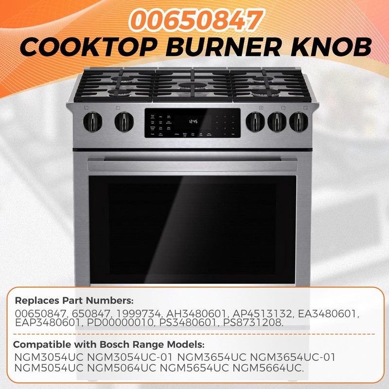 00650847 Cooktop Stove Knobs Compatible with Bosch, Burner Control Dial