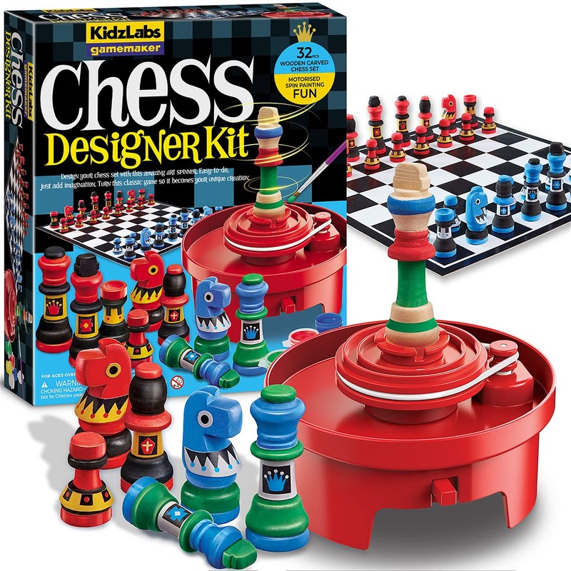 4M KidzLabs - Motorised Spin Art Chess Designer Game, Multi-Coloured,