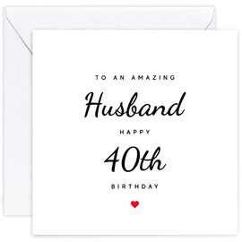 40th Birthday Card for Husband Forty - Fortieth Birthday Card for 40 Year Old Husband (Age 40)