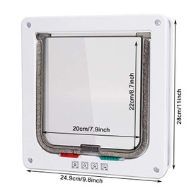 Extra Large Cat Door (Outer Size 11" x 9.8"), 4 Way Locking Large Cat Door for Interior Exterior Doors, Weatherproof Pet Door for Cats & Dog with Circumference < 24.8"(XL, White)