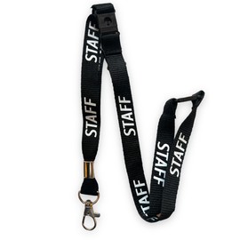 PAC Supplies Global 15mm Colourful STAFF Printed Neck Lanyard With 3 Point (Triple) Safety Breakaway (Black, 1)
