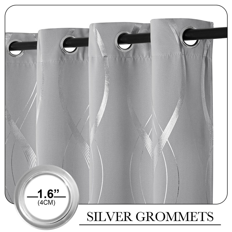 NICETOWN Kitchen Blackout Curtain Panels, Silver Grey, Set of 2,