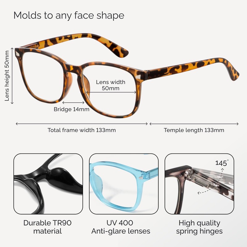 CCVOO 1.75 Reading Glasses for Women, Eye glasses, Blue Light