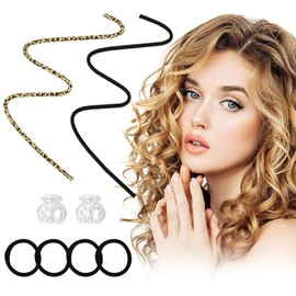Rizadora para Cabello Sin Calor, 2 Piezas ondas Sin Calor con Pinzas y Banda Elstica, Cabello Sin Calor para Dormir para Olas Finas, Espuma Suave...  
