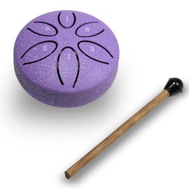 ALITAAU Steel Drums 3-Inch(7.6cm) 6-Note Sound Healing Steel Tongue Drum Kit, Mini Handpan Drum, Worry-Free Drum, Handpan Drum, Worry-Free Drum (Lavender)