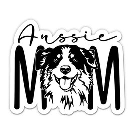 Aussie Mom Sticker - 5" Laptop Sticker - Waterproof Vinyl for Car, Phone, Water Bottle - Australian Shepherd Dog Decal