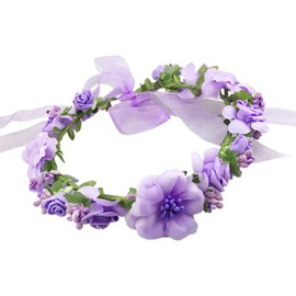 Love Sweety Rose Flower Crown Wreath Wedding Headband Wrist Band Set (Purple)