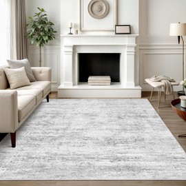 Art&Tuft Washable Rug, Anti-Slip Backing Abstract Area Rugs, Stain Resistant Rugs for Living Room, Foldable Machine Washable Area Rug(01-Grey, 5'x7')
