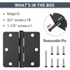 HOSOM 3 Pack Matte Black Door Hinges 3.5 Inch with