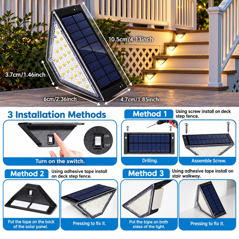 Solar Deck Lights Outdoor – Waterproof LED Step Lights for