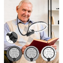 Hands Free 5X Magnifying Glass LED Lighted, Flexible Gooseneck Neck Magnifier for Seniors & Low Vision Close Work, Perfect for Reading, Repair, Sewing, Cross Stitch