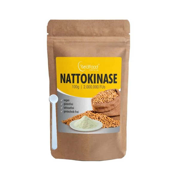 Nattokinase Powder 100 g Pack 2,000,000 FU's High Bioavailability without Magnesium Stearate without K1 K2 with Analysis Certificate