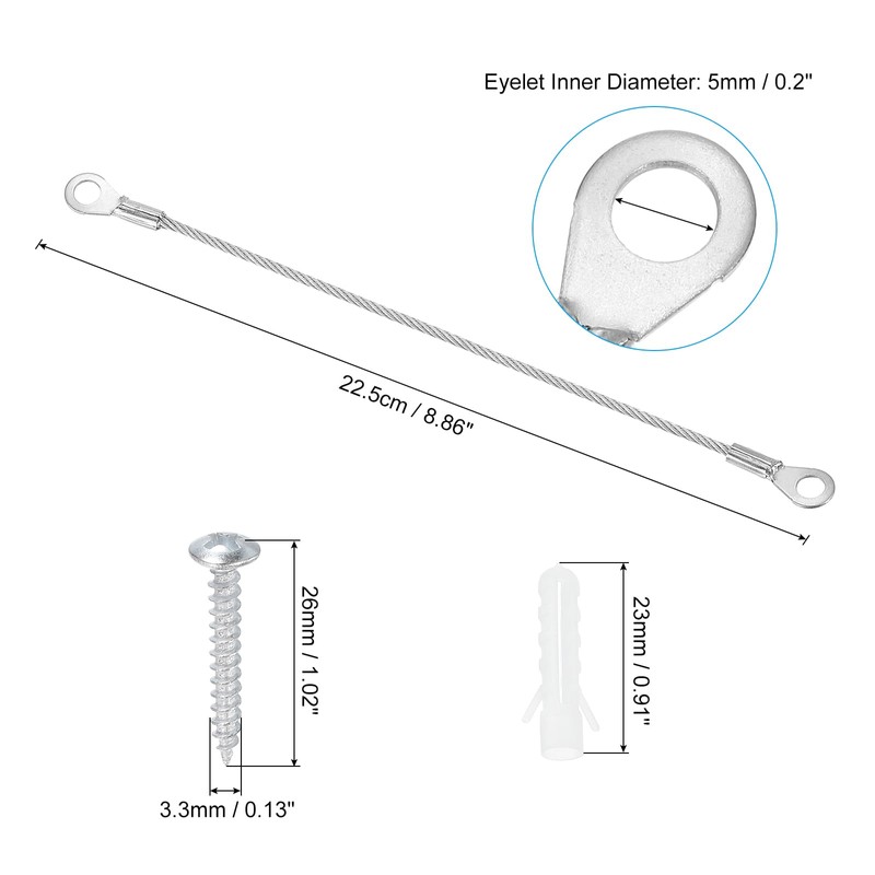 PATIKIL Cabinet Door Restraint Kit 2mm x 20cm, 4 Pack